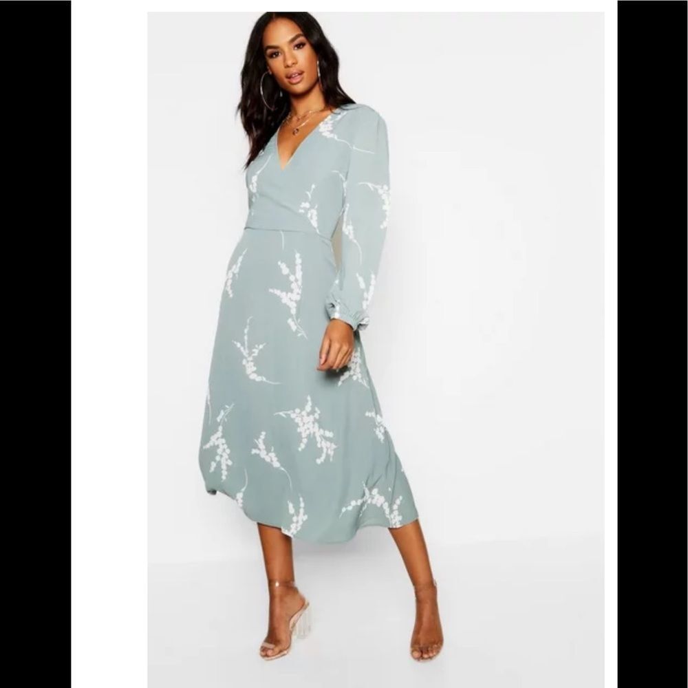 Floral print wrap midi dress - Picture 2 of 2